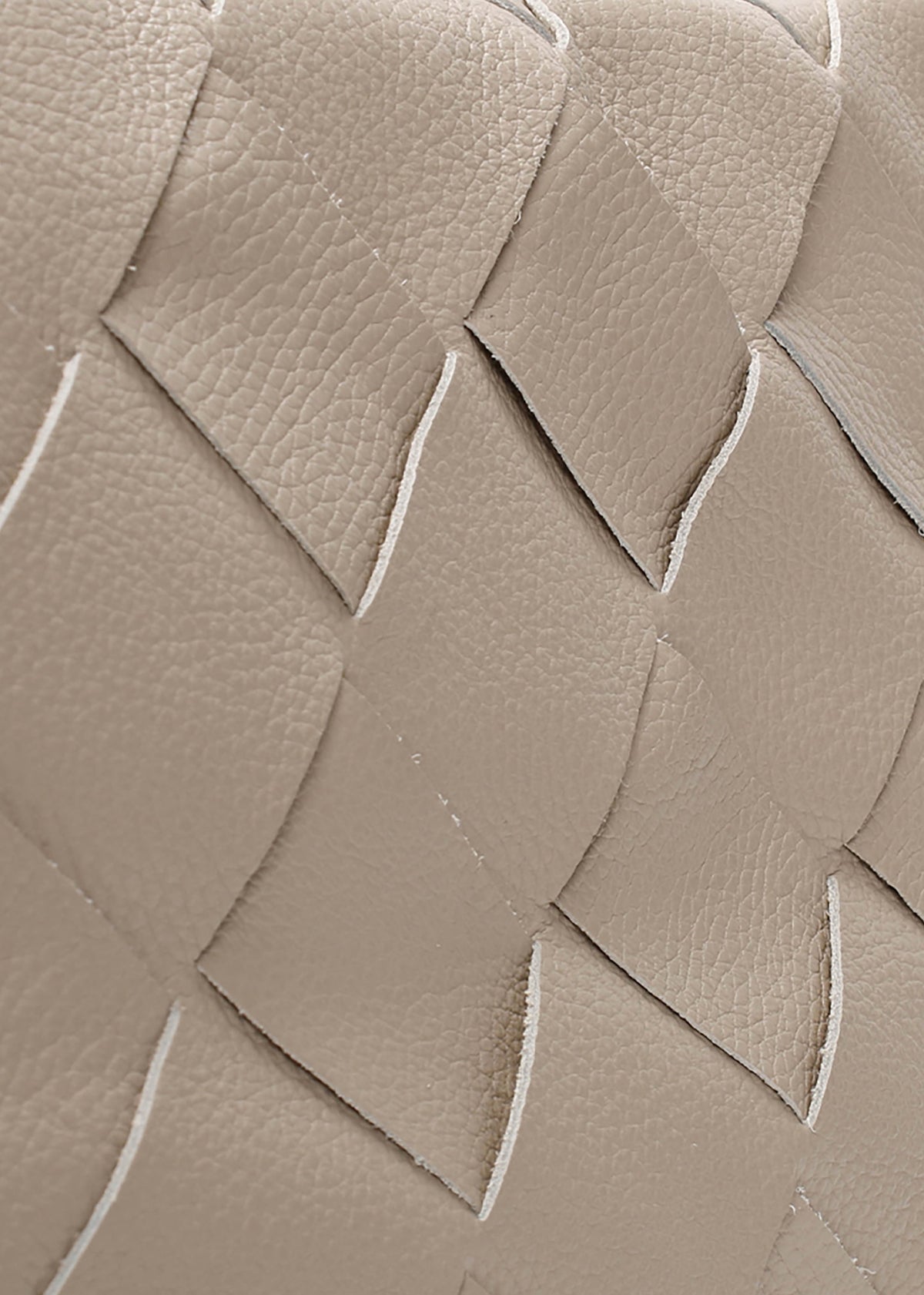 Ditote Taupe Leather Woven Tote Bag