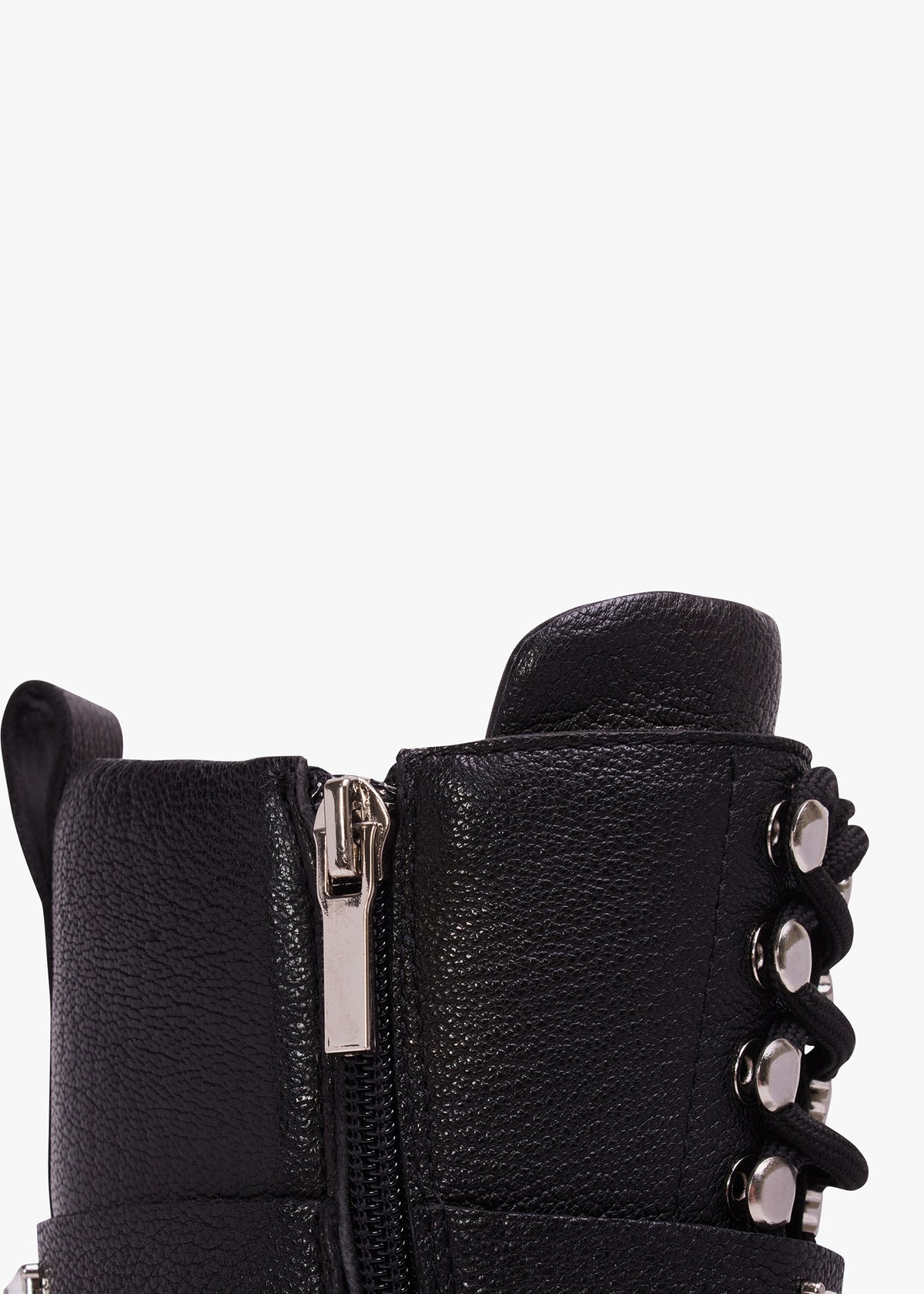 Ella Black Leather Embellished Tall Ankle Boots