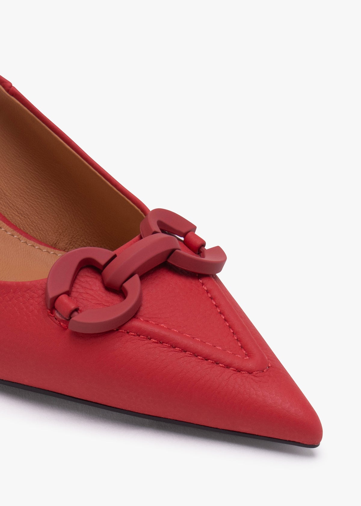 Eppie Red Leather Mid Heel Sling Back Shoes