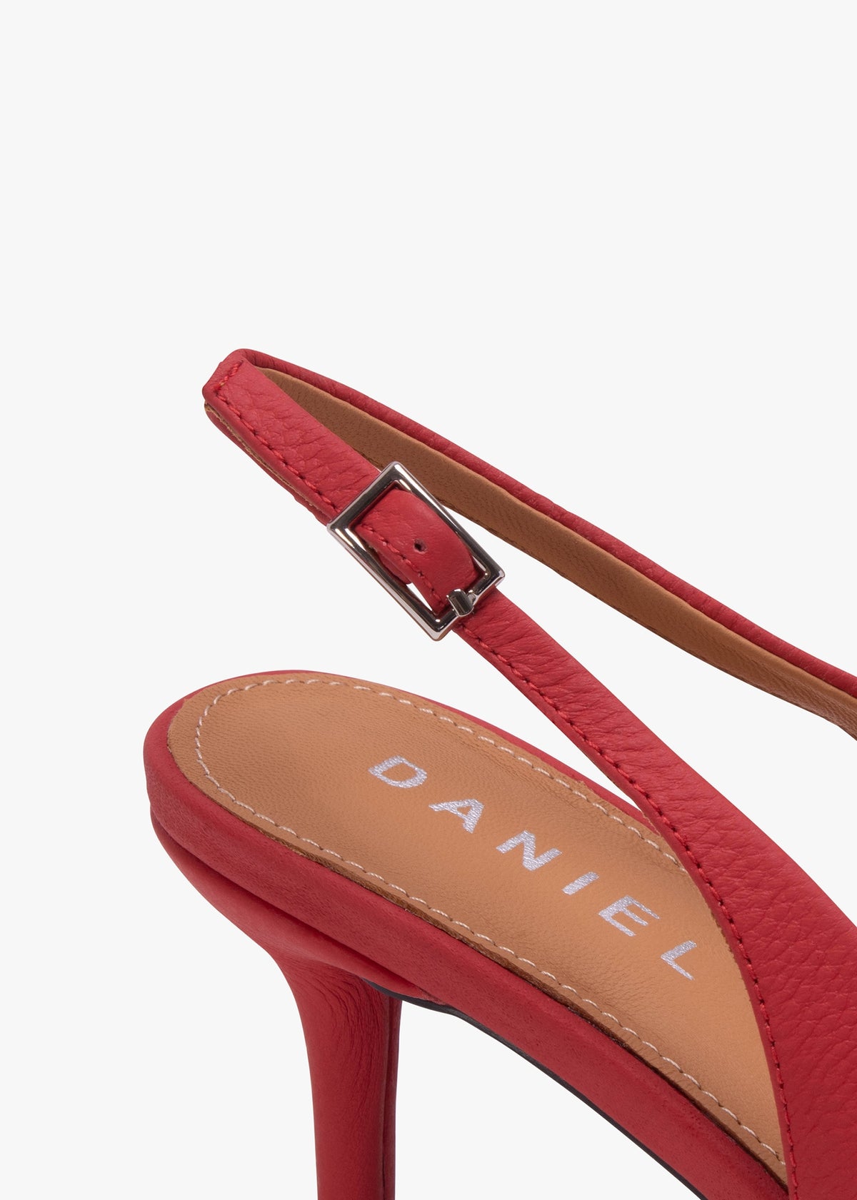 Eppie Red Leather Mid Heel Sling Back Shoes