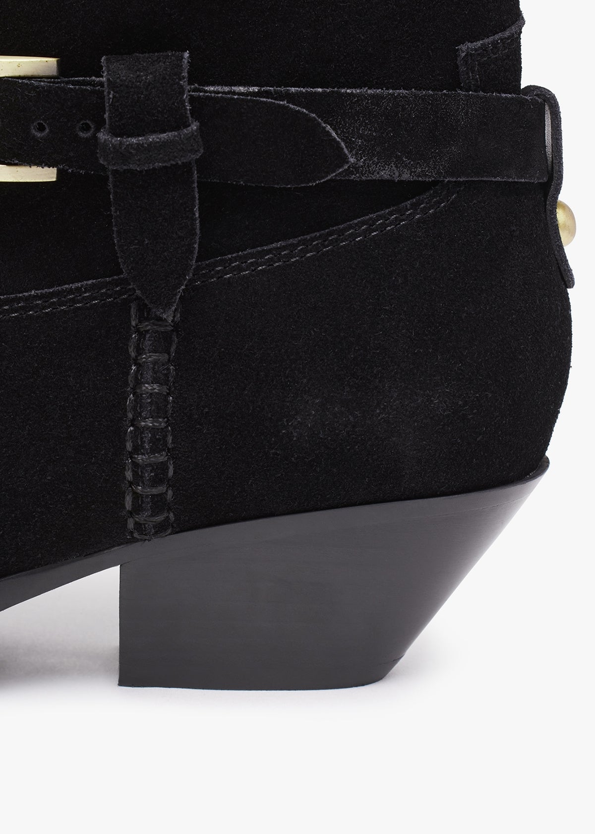 Esmena Black Suede Western Ankle Boots