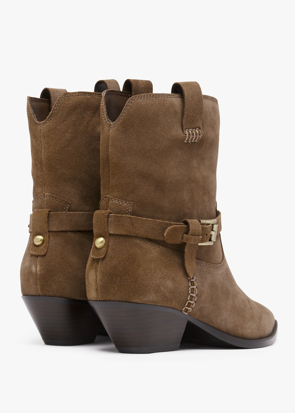 Esmena Taupe Suede Western Ankle Boots