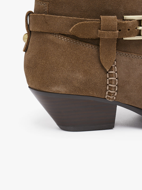 Esmena Taupe Suede Western Ankle Boots