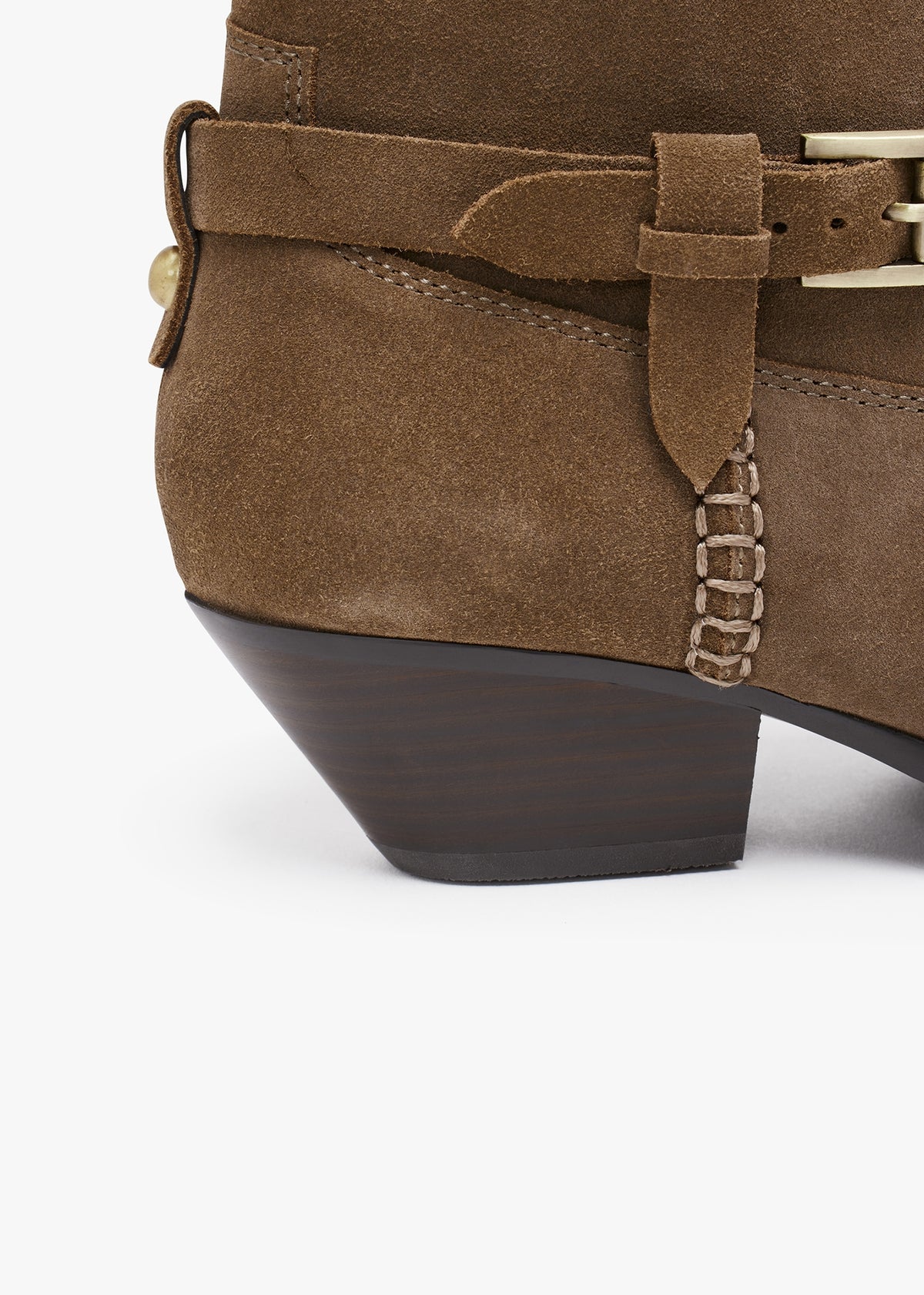 Esmena Taupe Suede Western Ankle Boots
