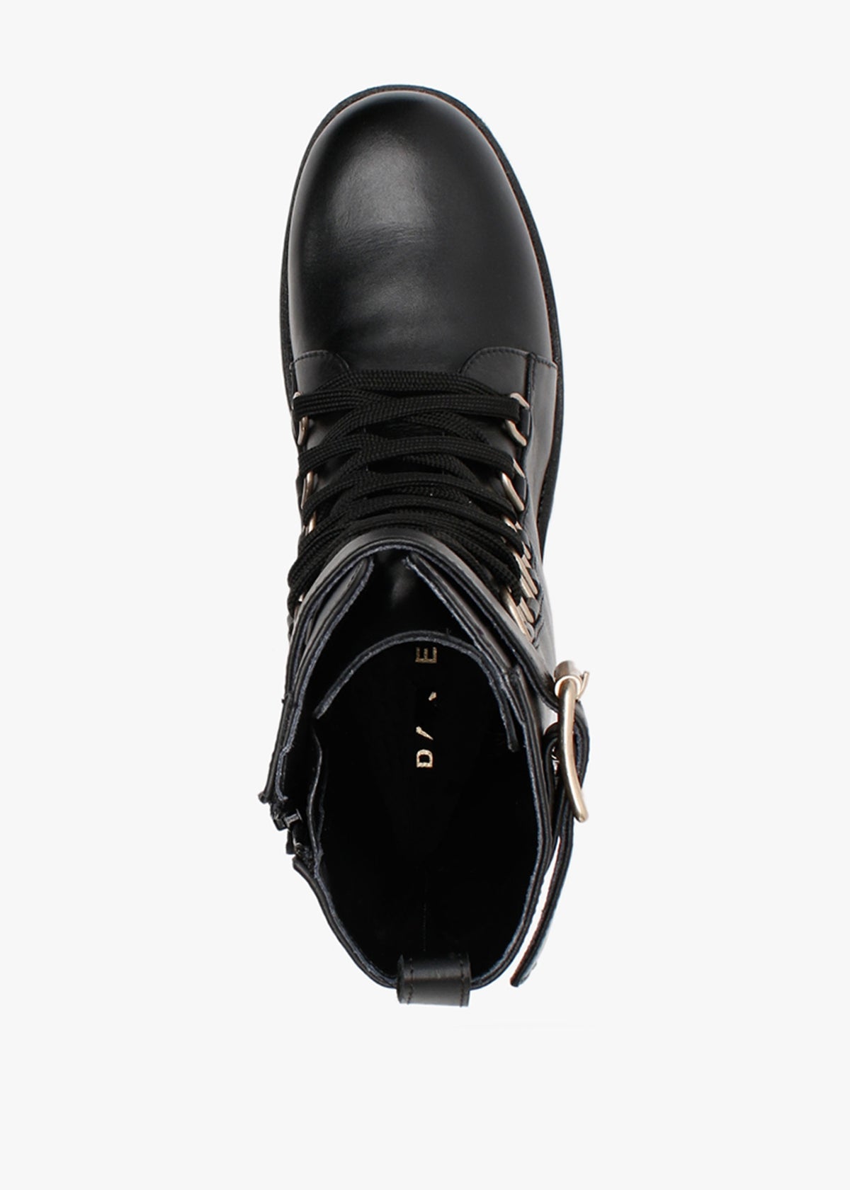 Fiker Black Leather Collar Strap Biker Boots