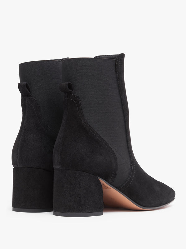 Lancey Black Suede Block Heel Ankle Boots