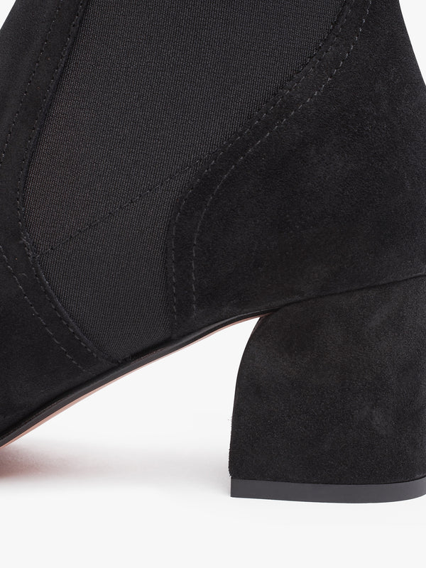 Lancey Black Suede Block Heel Ankle Boots