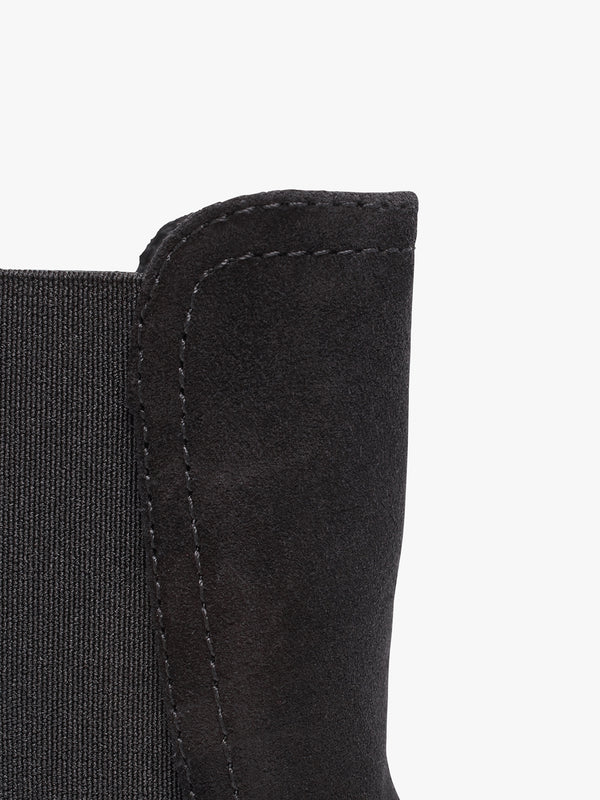 Lancey Black Suede Block Heel Ankle Boots