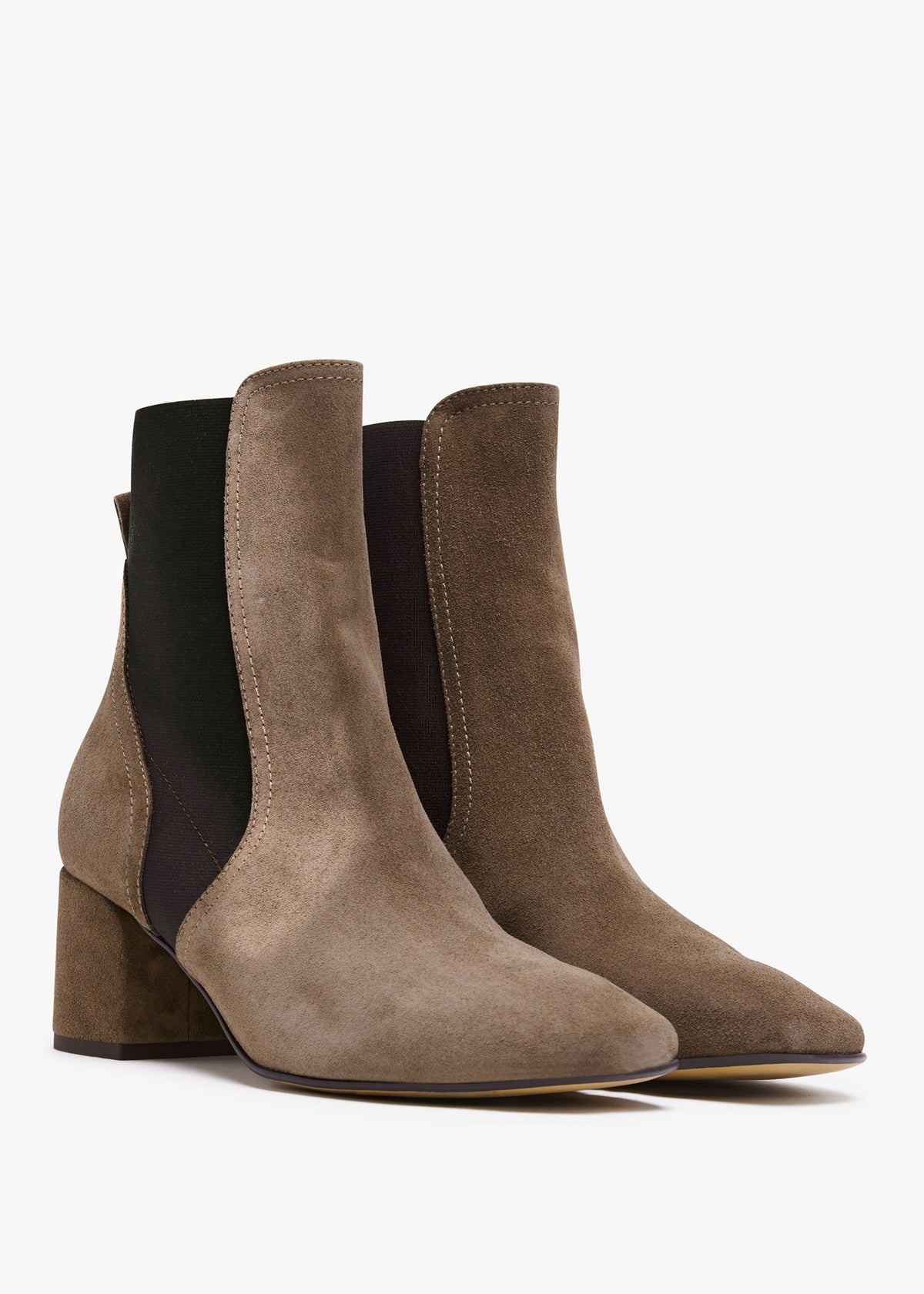 Lancey Taupe Suede Block Heel Ankle Boots