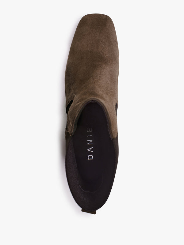 Lancey Taupe Suede Block Heel Ankle Boots