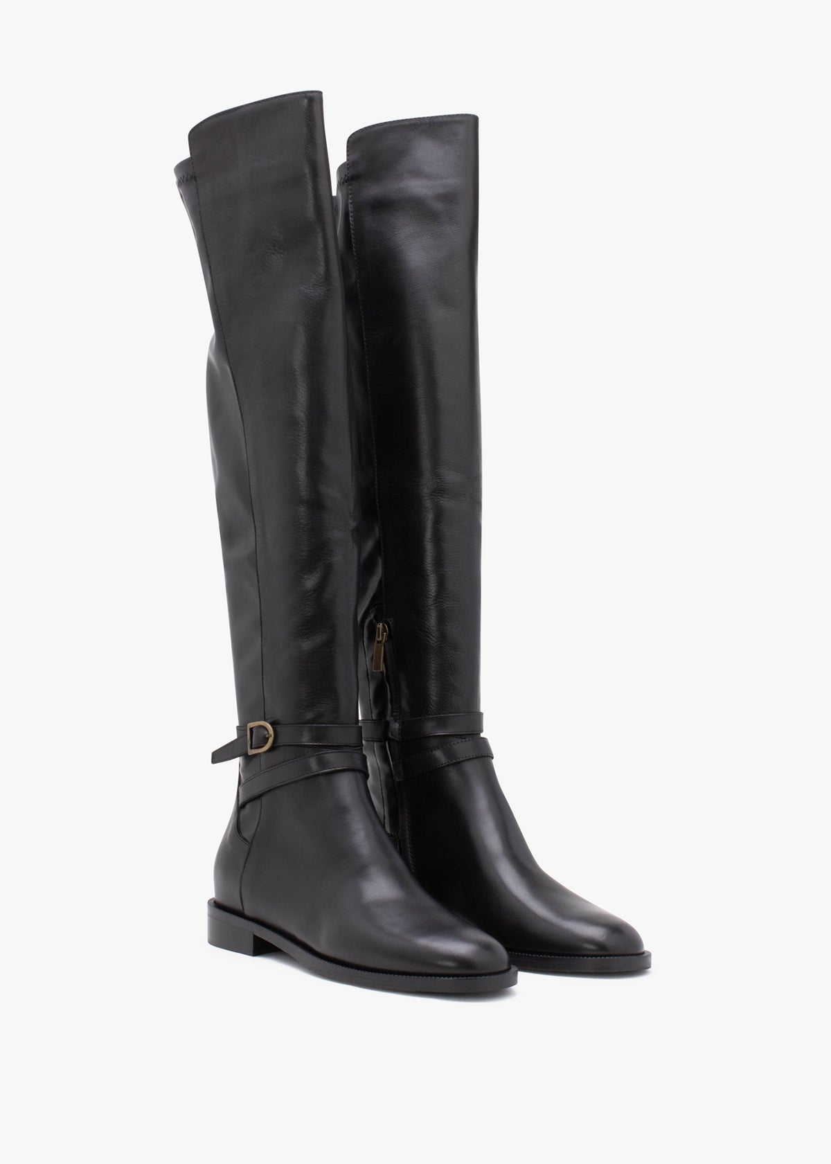 Laren Black Leather Knee Boots