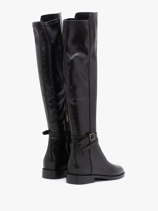 Laren Black Leather Knee Boots