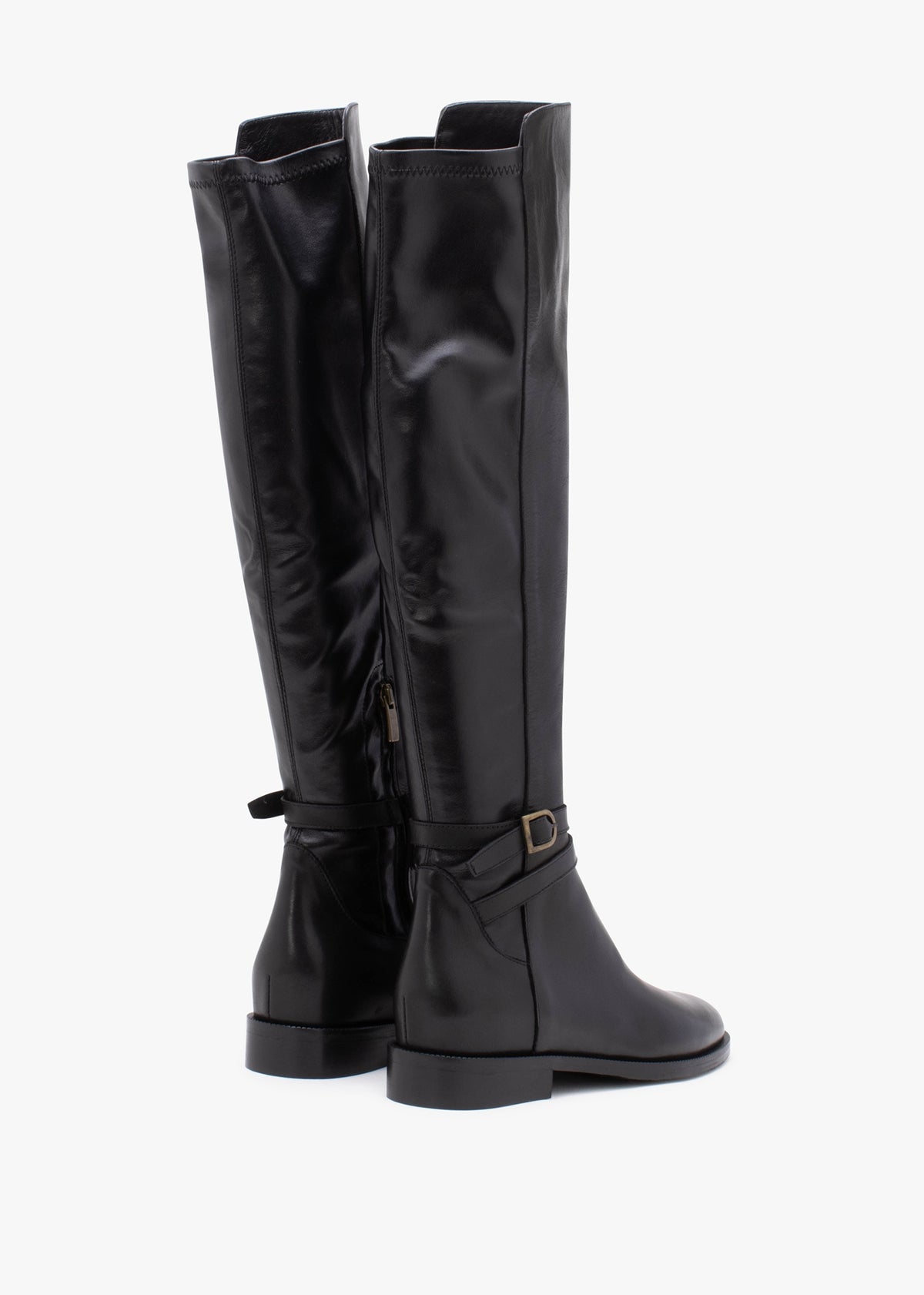 Laren Black Leather Knee Boots