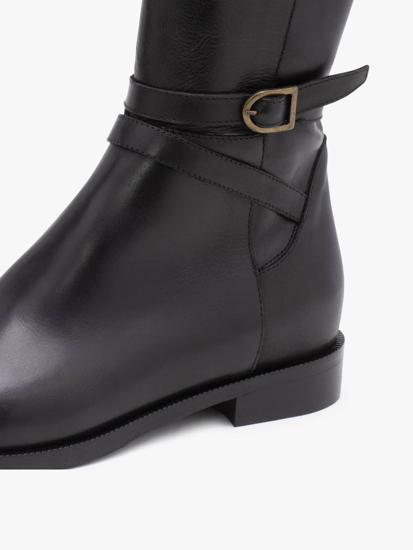 Laren Black Leather Knee Boots