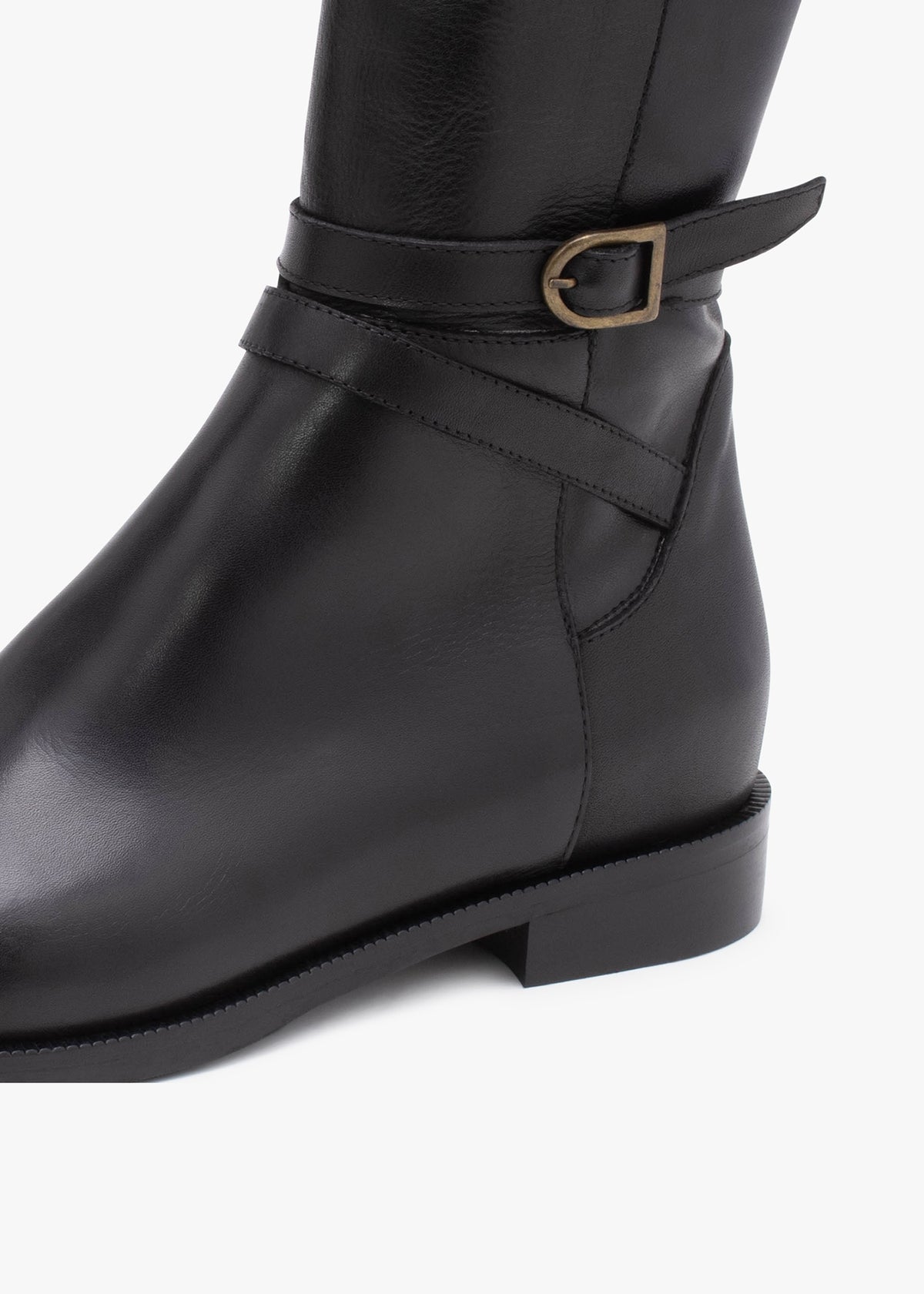 Laren Black Leather Knee Boots