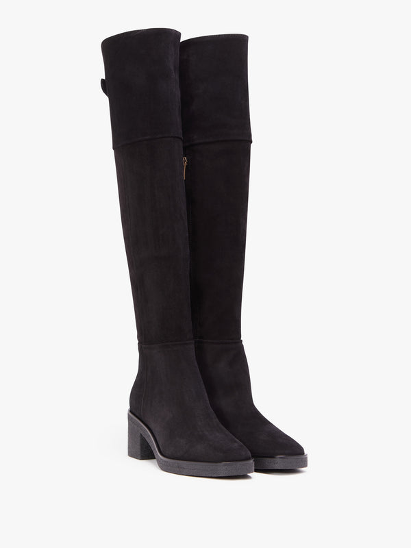 Lette Black Suede Over The Knee Boots