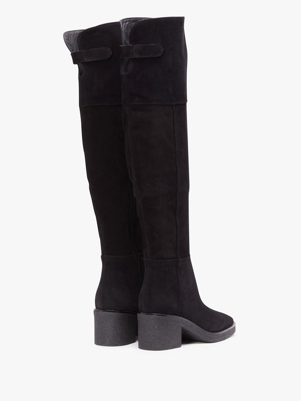 Lette Black Suede Over The Knee Boots