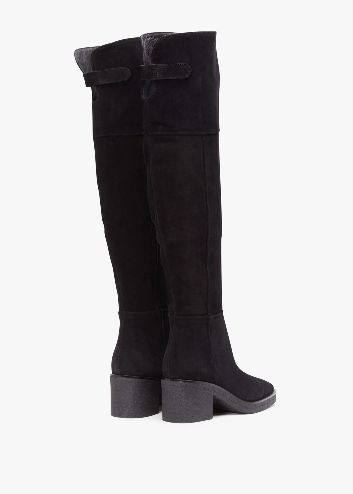 Lette Black Suede Over The Knee Boots