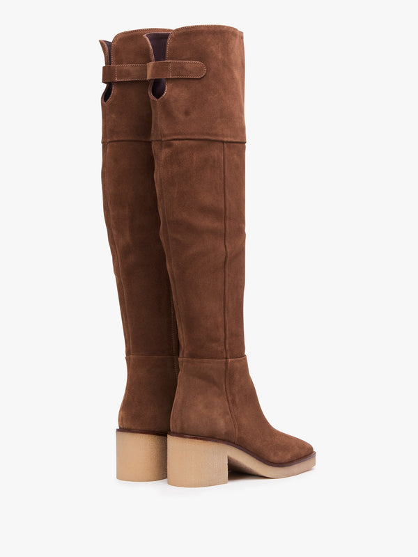 Lette Taupe Suede Over The Knee Boots
