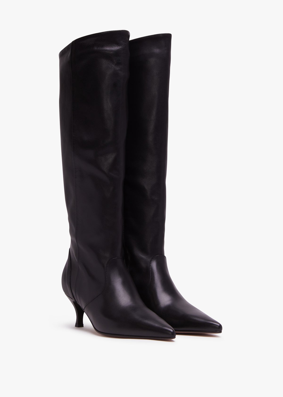 Lucy Black Leather Knee Boots