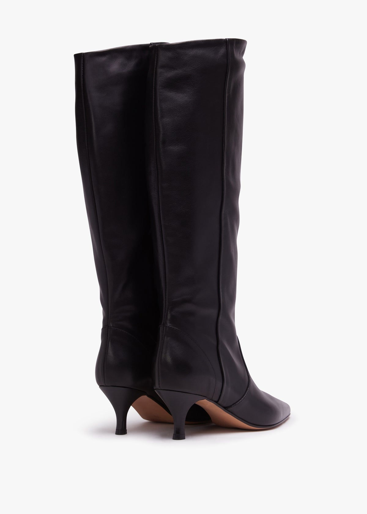 Lucy Black Leather Knee Boots