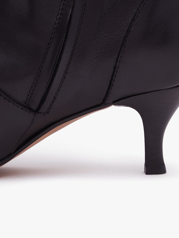 Lucy Black Leather Knee Boots