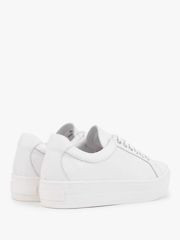 Piccadilly Circus White Leather Flatform Trainers