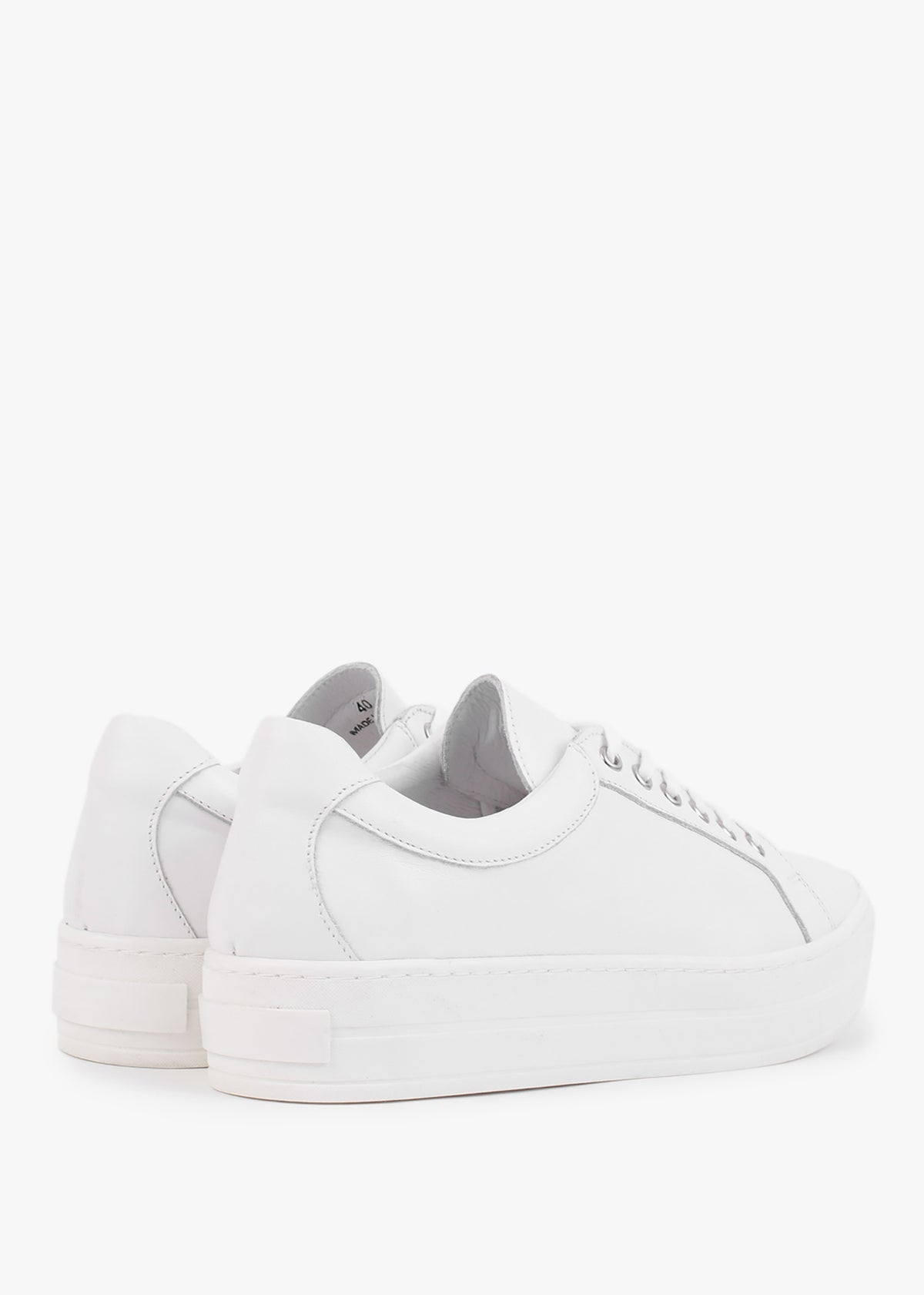 Piccadilly Circus White Leather Flatform Trainers