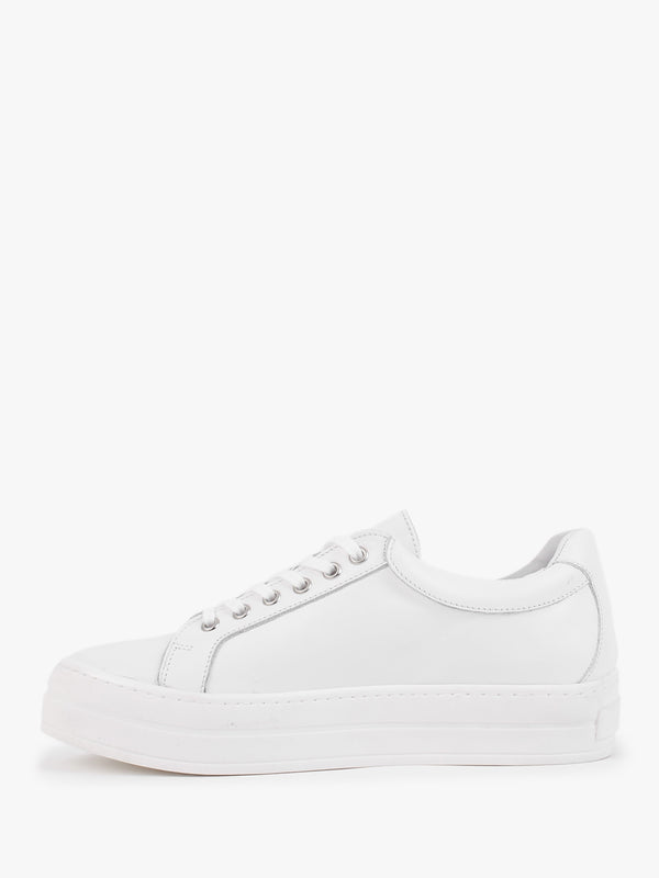 Piccadilly Circus White Leather Flatform Trainers