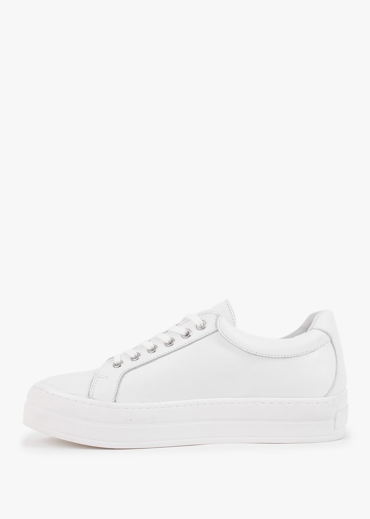 Piccadilly Circus White Leather Flatform Trainers