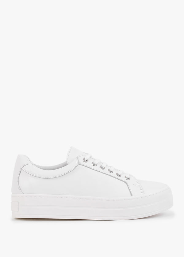 Piccadilly Circus White Leather Flatform Trainers