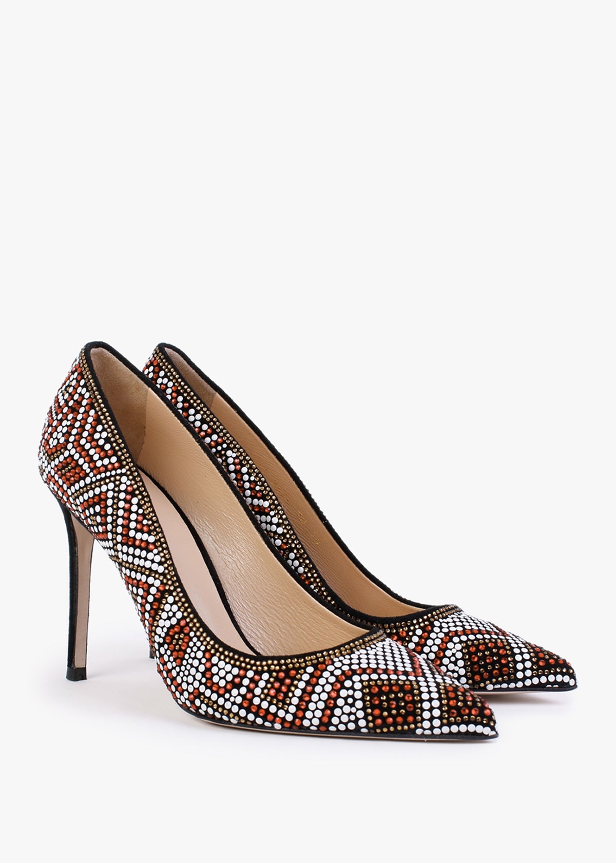 Polly Black Suede Red Multi Embellished Court Shoes