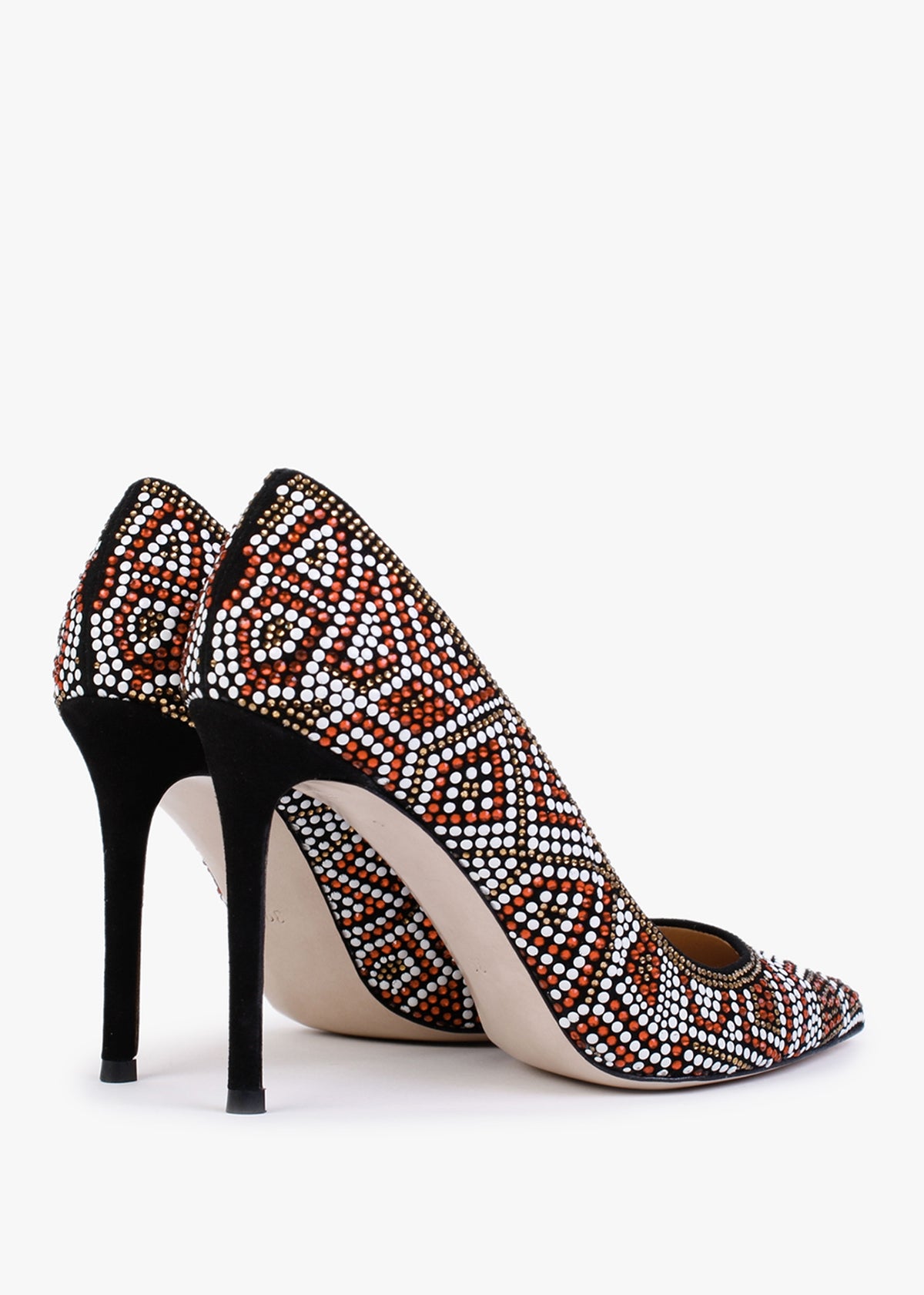 Polly Black Suede Red Multi Embellished Court Shoes