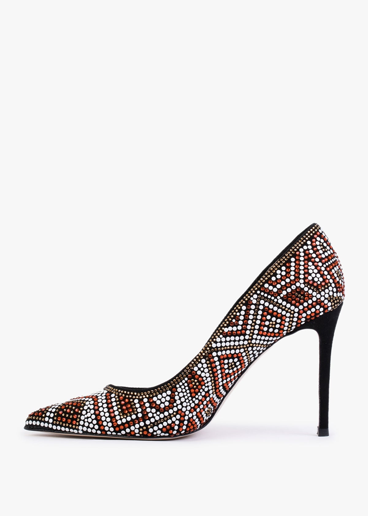 Polly Black Suede Red Multi Embellished Court Shoes