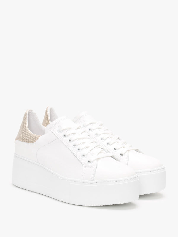 Scramble Gold Leather Flatform Trainers