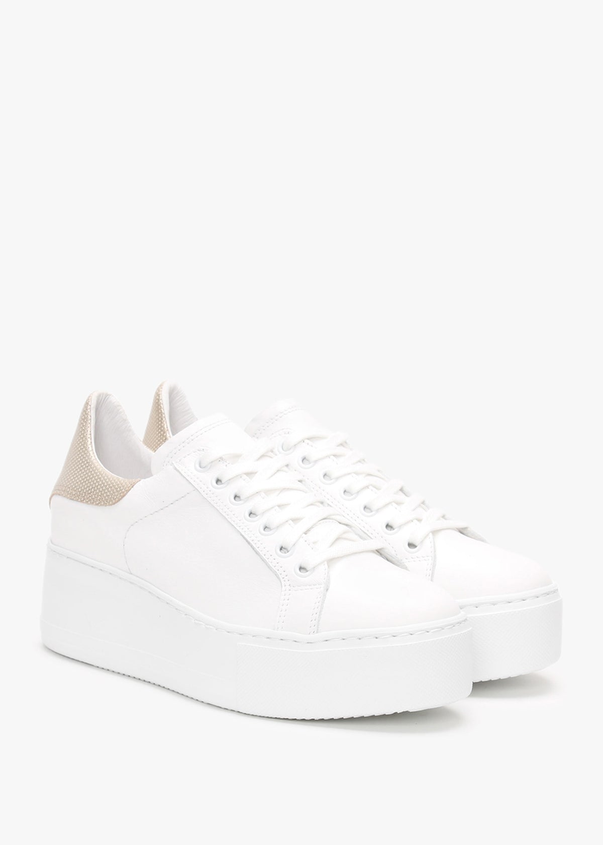 Scramble Gold Leather Flatform Trainers