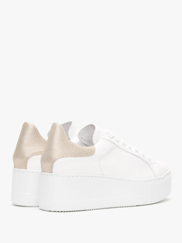 Scramble Gold Leather Flatform Trainers