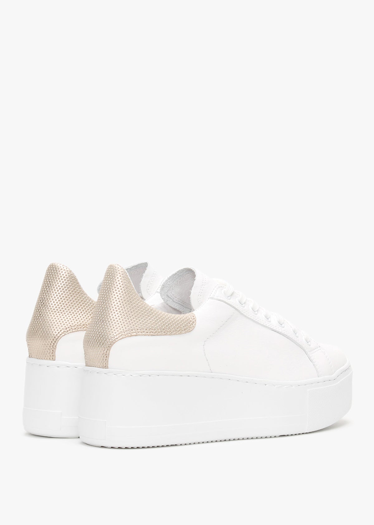 Scramble Gold Leather Flatform Trainers