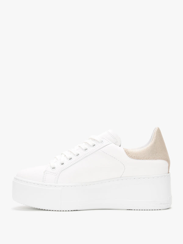 Scramble Gold Leather Flatform Trainers