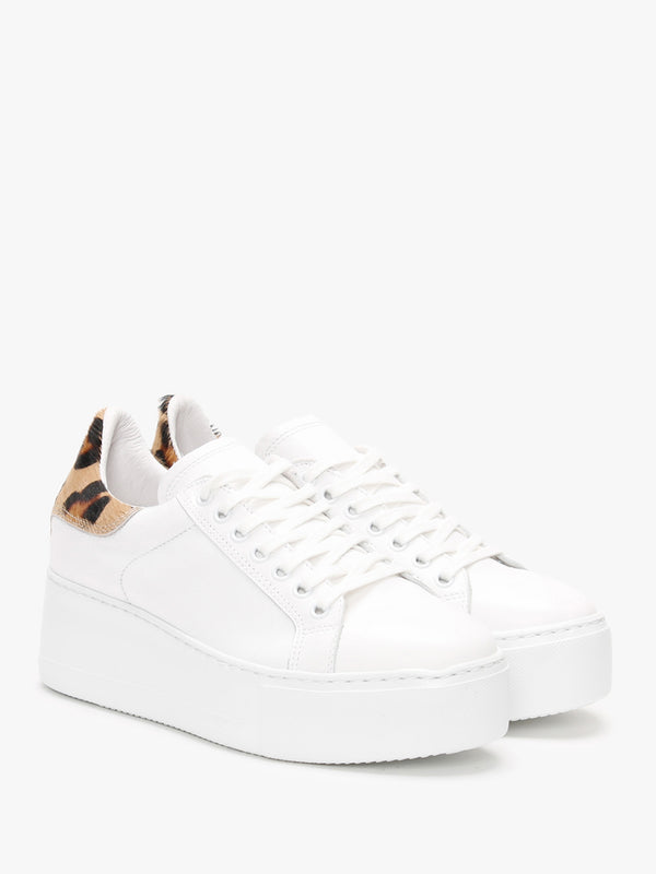Scramble Leopard Leather Flatform Trainers
