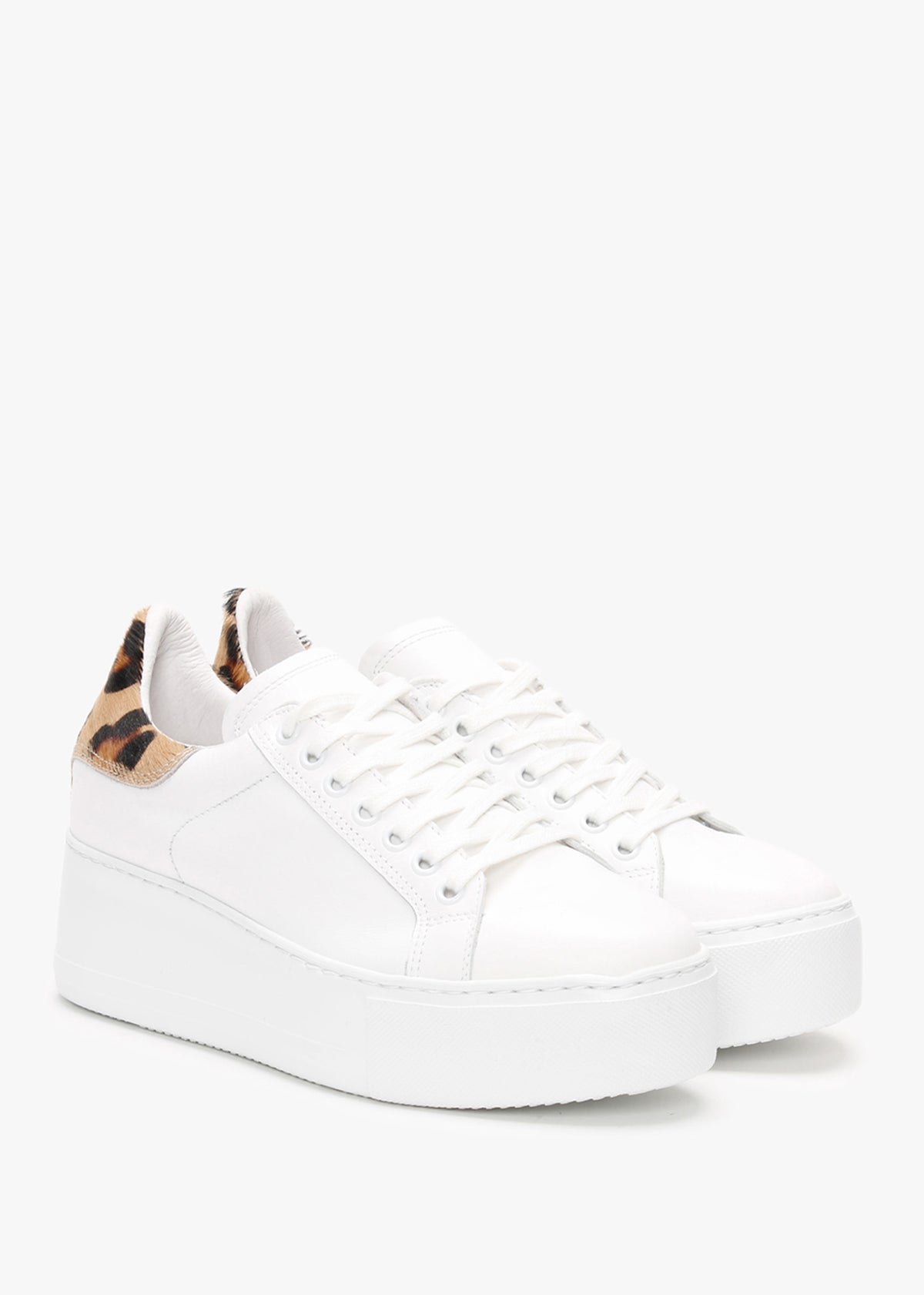 Scramble Leopard Leather Flatform Trainers
