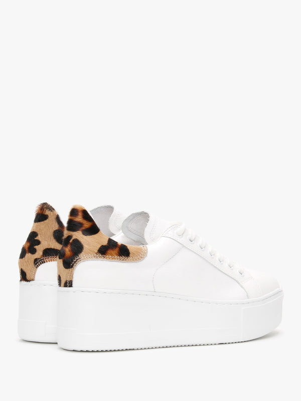 Scramble Leopard Leather Flatform Trainers
