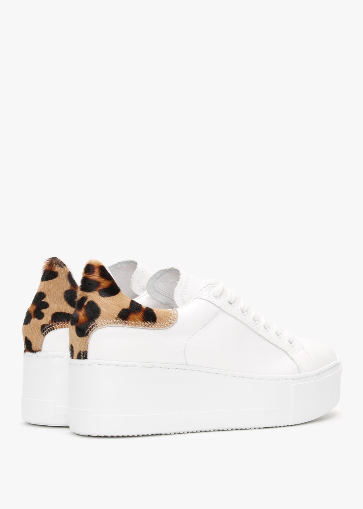 Scramble Leopard Leather Flatform Trainers