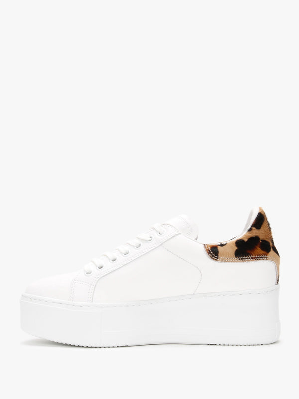Scramble Leopard Leather Flatform Trainers