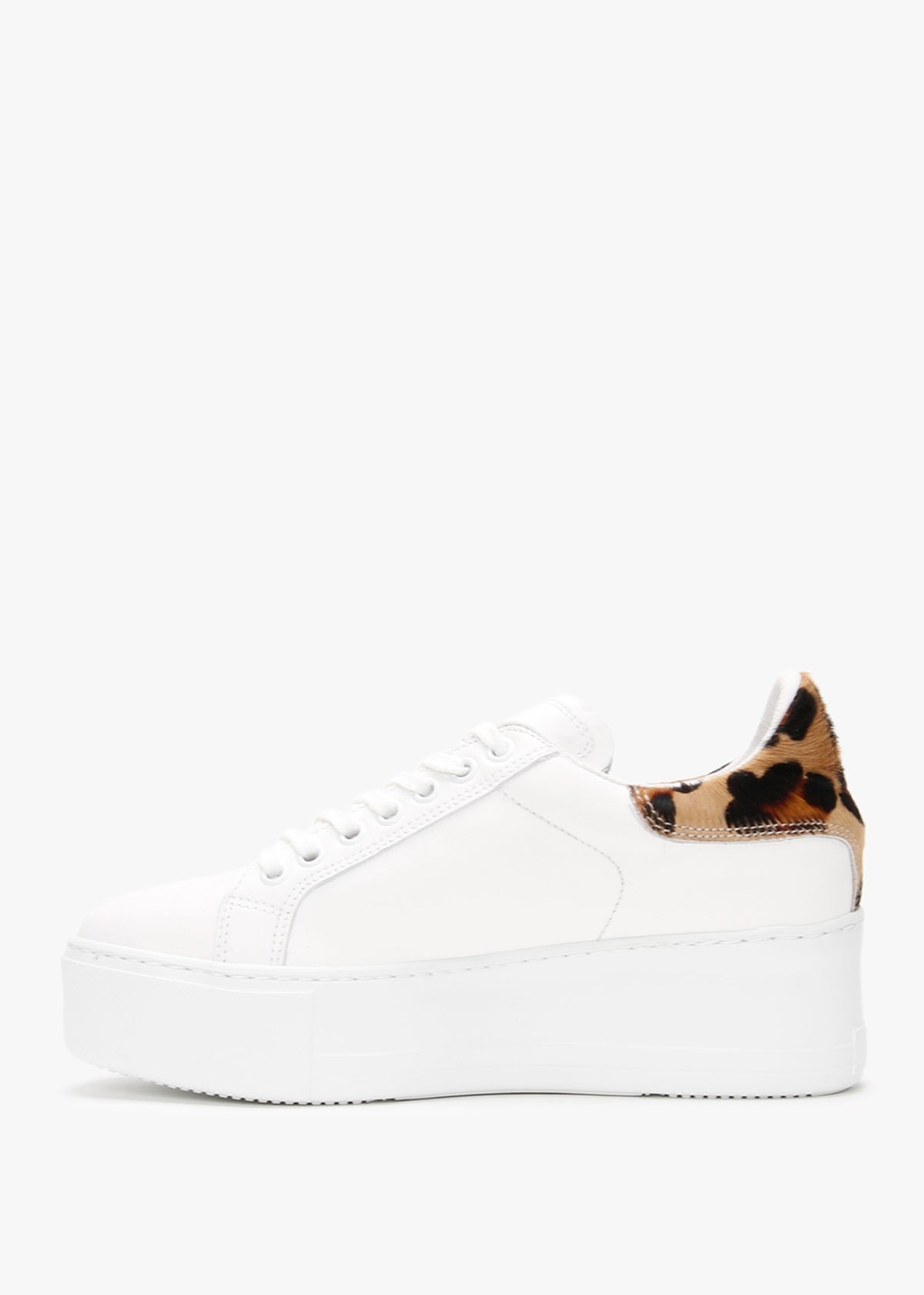 Scramble Leopard Leather Flatform Trainers