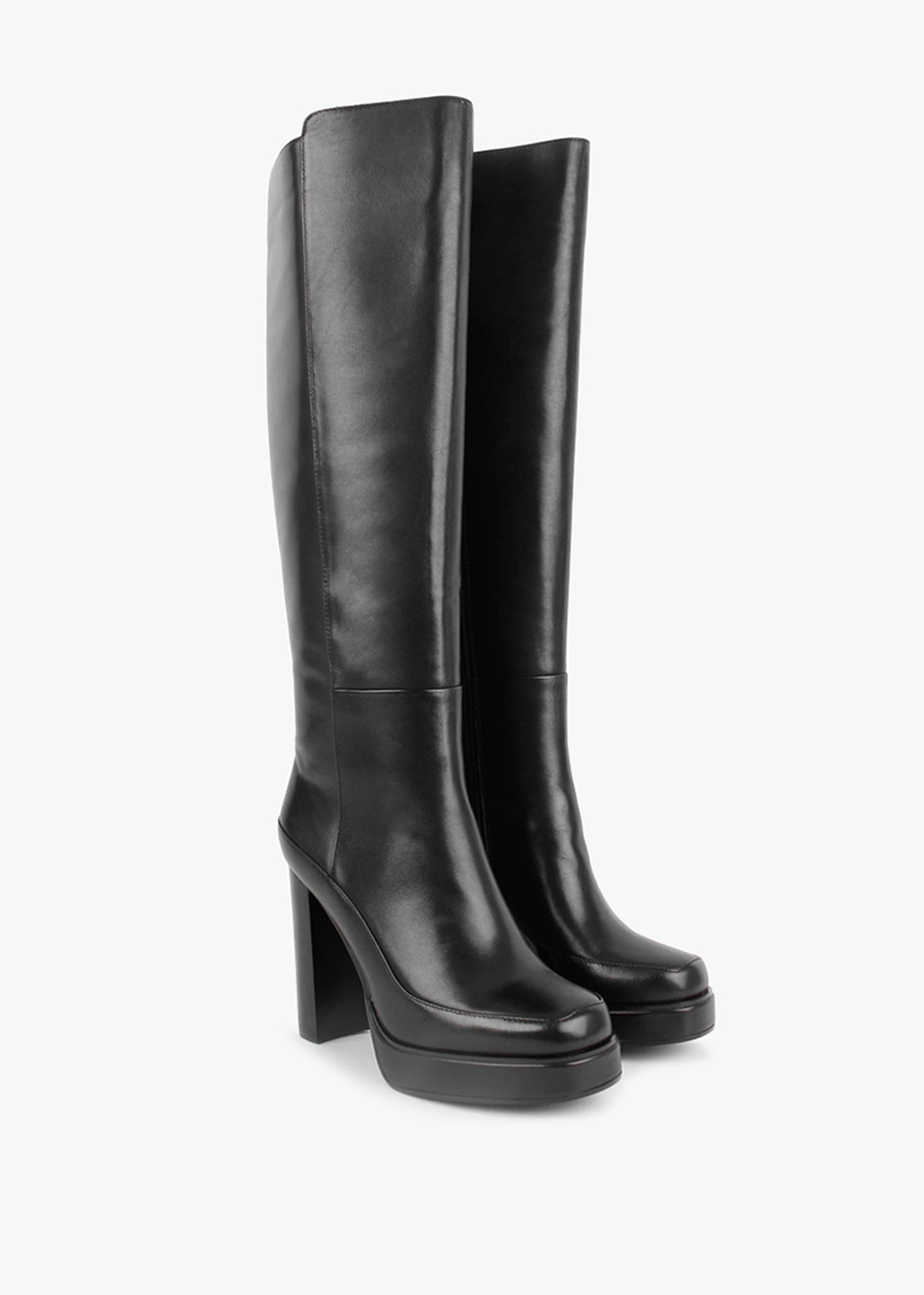 Sippy Black Leather Platform Knee Boots