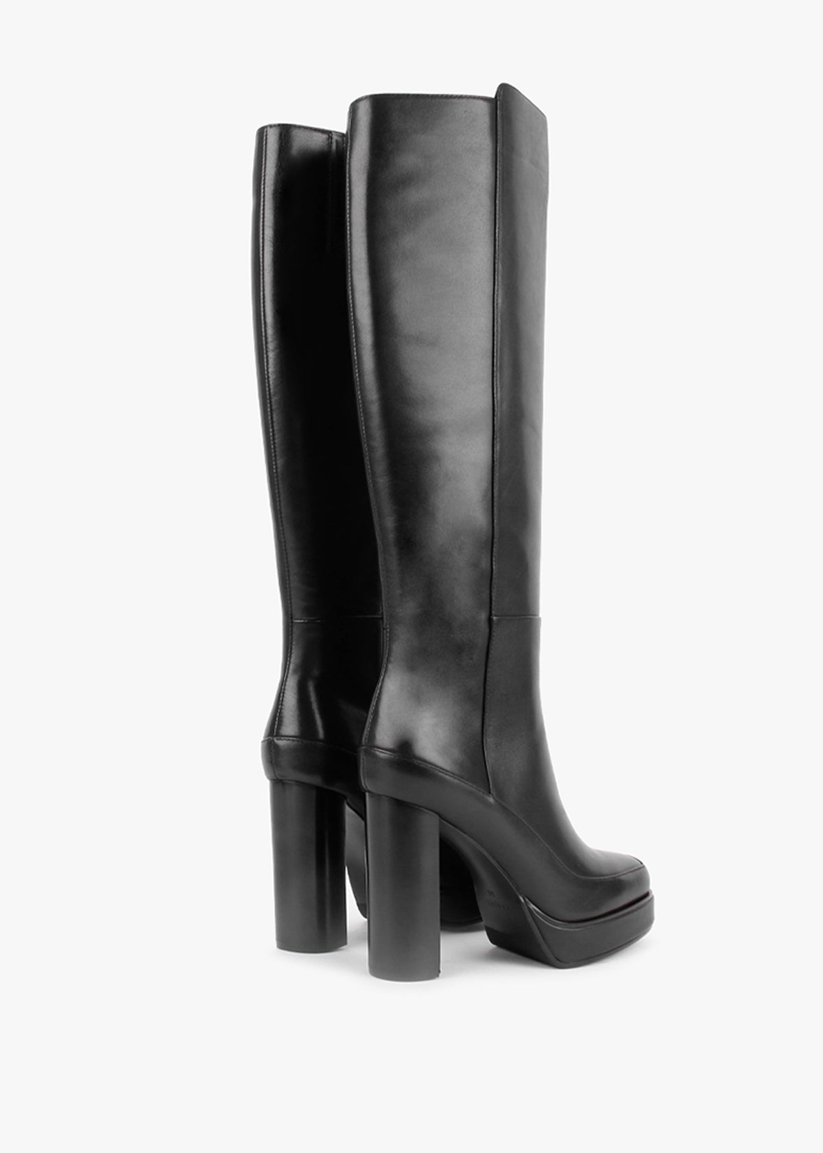 Sippy Black Leather Platform Knee Boots