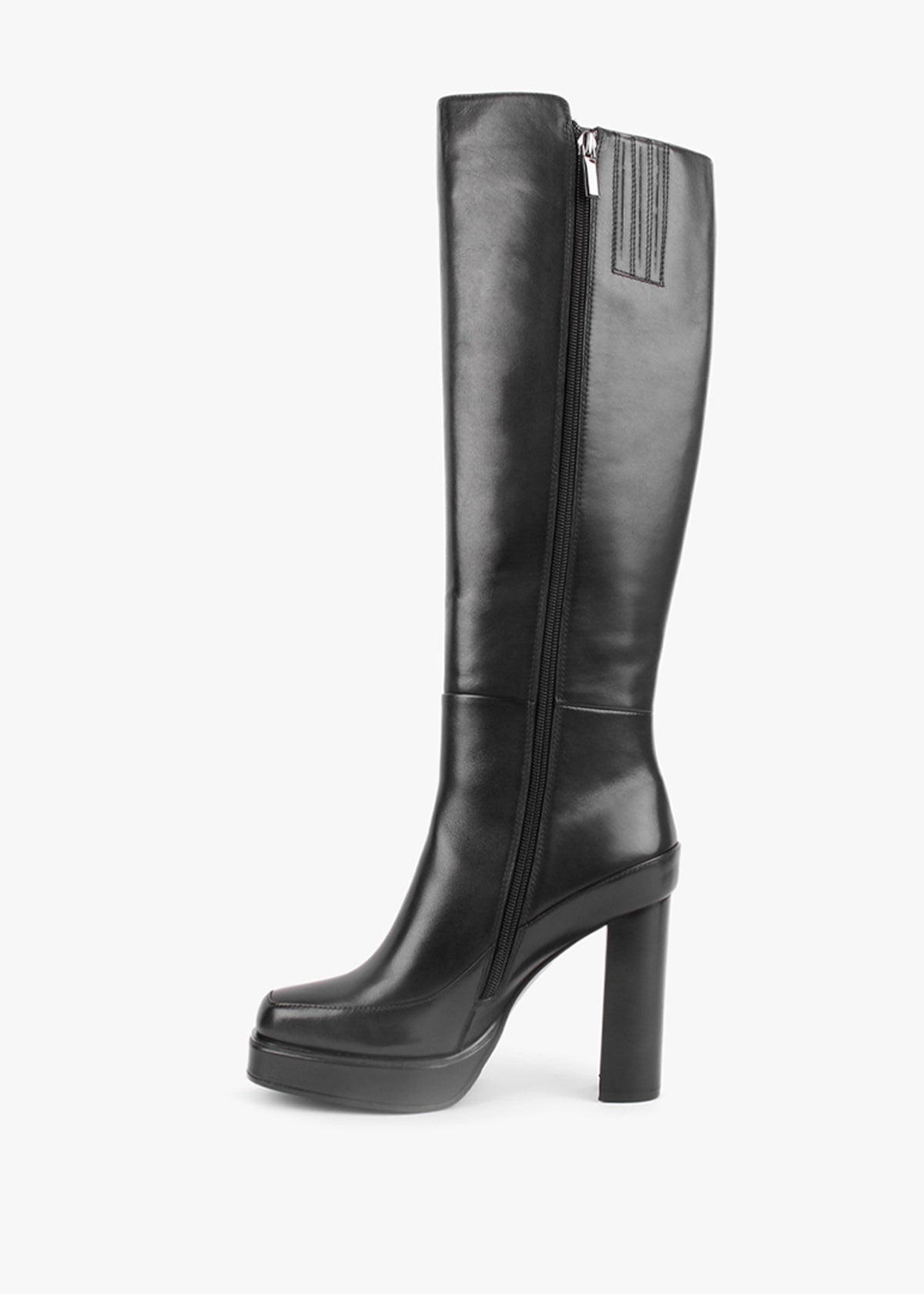 Sippy Black Leather Platform Knee Boots