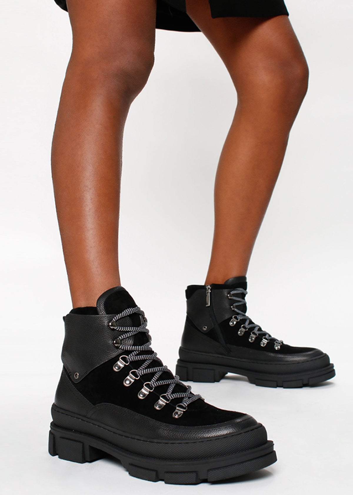 Smixer Black Suede & Leather Hiker Boots