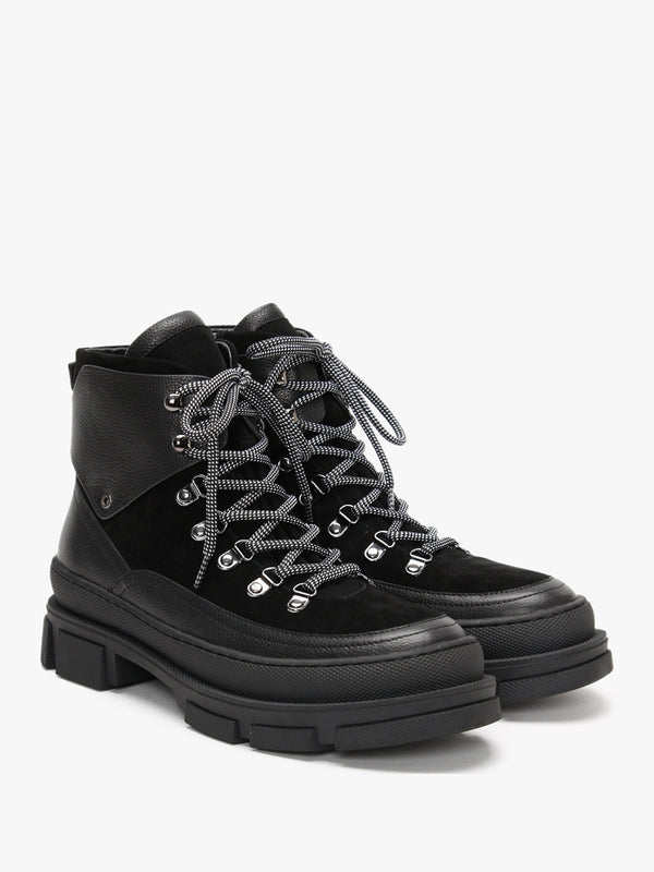 Smixer Black Suede & Leather Hiker Boots